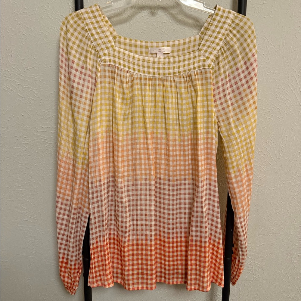 LC Lauren Conrad Checkered Gingham Blouse Size Medium